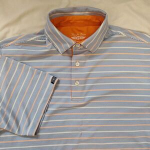 Straight Down Mens Size M Golf Polo Striped Short Sleeve